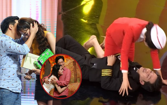 Trước khi bị cắt hết cảnh thân mật, Trường Giang - Nam Em nhiều lần công khai tình tứ trên truyền hình Ảnh 2