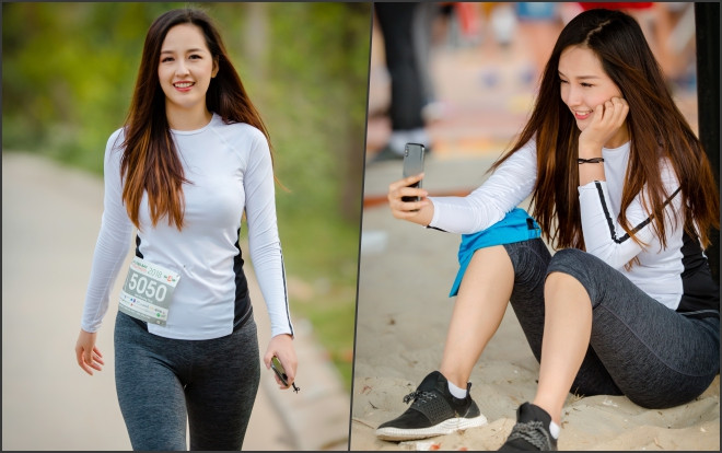 Hoa hậu Mai Phương Thuý 'khoe' vẻ đẹp rạng rỡ trong buổi chạy marathon Ảnh 2