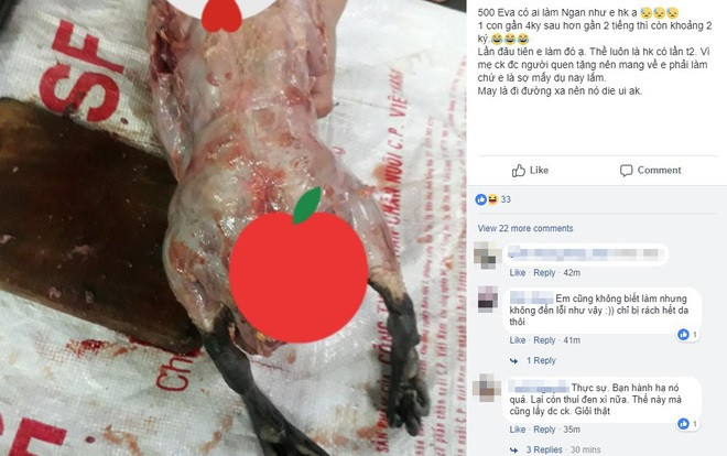 'Kiệt tác' nàng dâu vào bếp: Con ngan từ 4kg xuống 2kg, sạch từ lông đến… da Ảnh 2