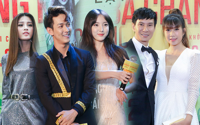 Song Luân hạnh phúc vì có 2 người đẹp Mỹ Duyên và Nene bên cạnh tại buổi ra mắt phim của Lý Hải Ảnh 2