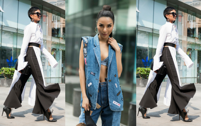 H'Hen Niê tiếp tục trưng dụng tông trắng, Khả Trang quyến rũ với trang phục denim trong ngày thứ hai The Best Street Style Ảnh 2
