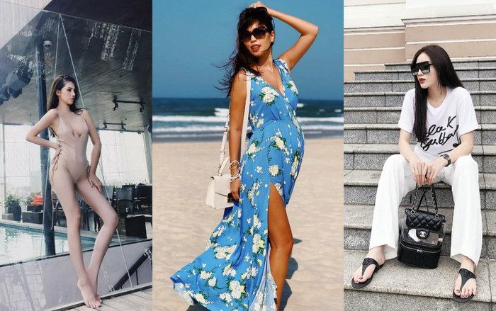 'Hoa hậu hội con nhà giàu' diện áo tắm khoe nửa bầu ngực, 'mẹ bầu' Hà Anh sắp lâm bồn chẳng ngại diện váy xẻ cao Ảnh 2