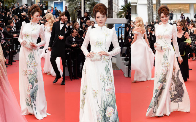 Lý Nhã Kỳ diện Áo dài họa tiết 3D cánh sen, đọ dáng cùng 'báo đen' Naomi Campbell ở Cannes 2018 Ảnh 2