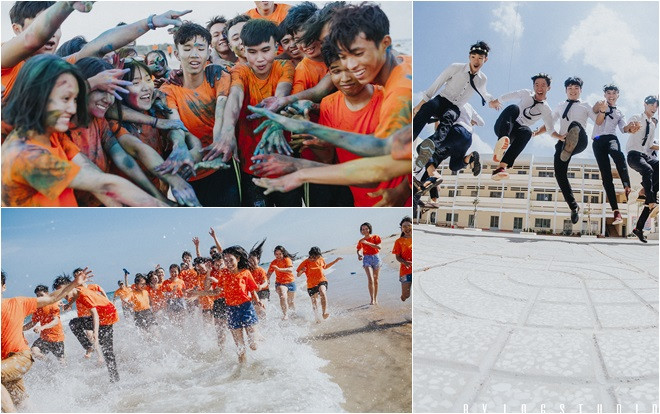 'Đỉnh cao' của nghệ thuật tạo hình kỷ yếu: Teen Đồng Nai 'quẩy banh nóc' cùng biển Ảnh 2