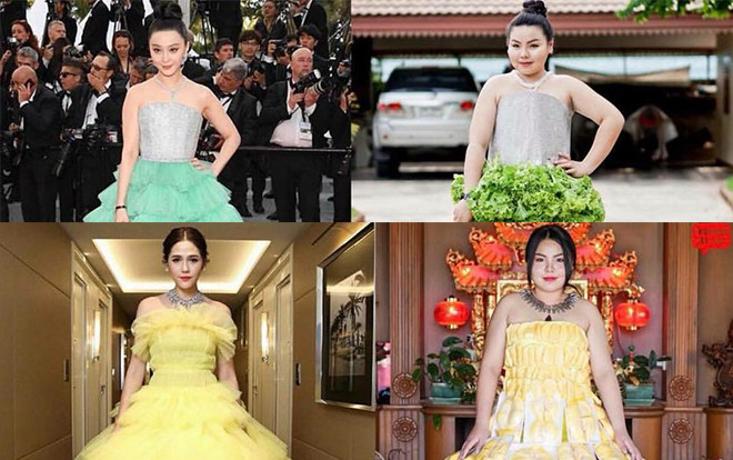 Cô gái Thái Lan gây sốt khi dùng thức ăn cosplay trang phục thảm đỏ Cannes của Phạm Băng Băng, Chompoo Araya Ảnh 2