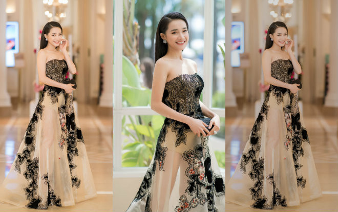 Nhã Phương diện đầm xuyên thấu hóa công chúa kiêu kỳ lẻ bóng tại sự kiện ở Pháp Ảnh 2