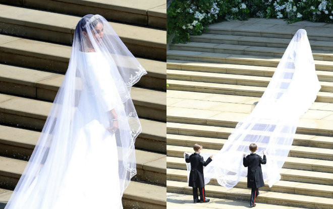 Khác với dự đoán về trang phục cưới xa hoa, tân Công nương Anh chọn váy cưới dài hơn chục mét của Givenchy Ảnh 2