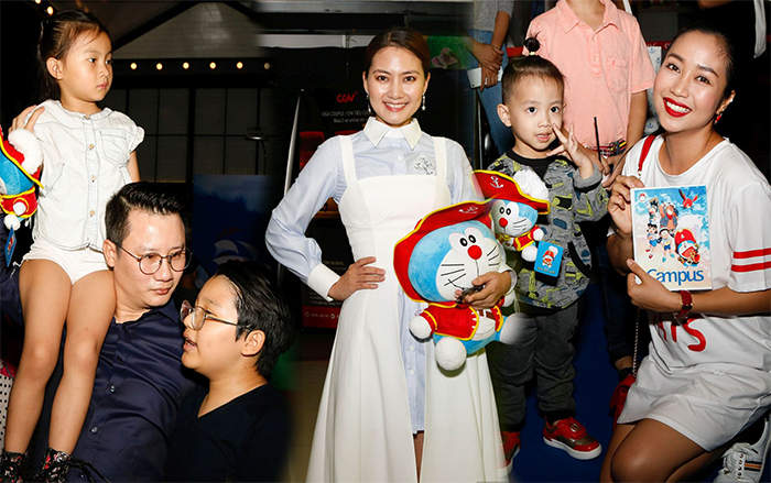 Diễn viên Ngọc Lan cùng các 'nhóc tì' nhà sao Việt dự họp báo phim hoạt hình 'Doraemon: Nobita và đảo giấu vàng' Ảnh 2