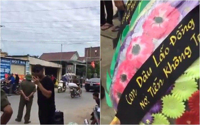 Điều tra nhóm đối tượng đến nhà bố chồng đòi nợ con dâu bằng cách mang vòng hoa tang, mở nhạc đám ma kèn trống ầm ĩ Ảnh 2