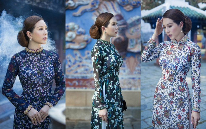 Diện áo dài quý phái, hoa hậu U50 chụp ảnh trong chùa cổ Ảnh 2