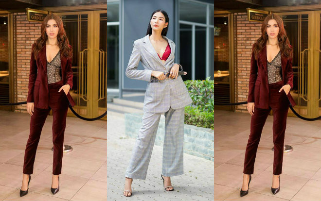 Minh Tú, Hoàng Thùy dắt tay nhau mặc suit hở bạo khoe vòng một quyến rũ Ảnh 2