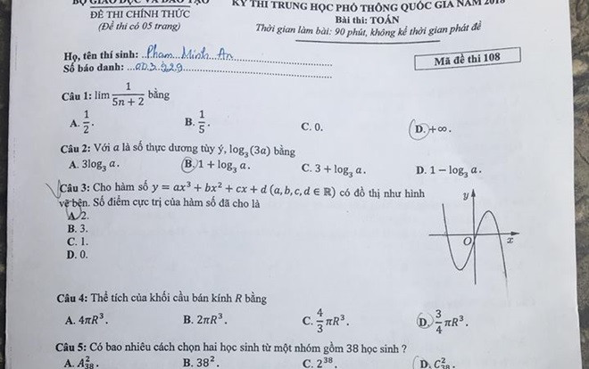 Đề thi môn Toán THPT quốc gia - 90 phút cân não với 50 câu hỏi trắc nghiệm Ảnh 2