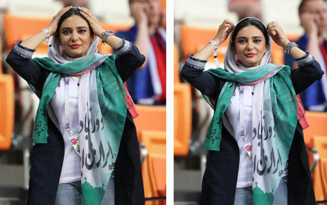 Mãn nhãn với màn đọ sắc của CĐV nữ Iran và Bồ Đào Nha Ảnh 2