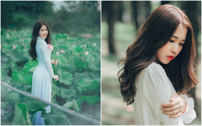 Trọn bộ ảnh nữ sinh ĐH Kinh tế Kỹ thuật Công nghiệp đẹp mê hồn khi thả dáng bên sen Ảnh 2