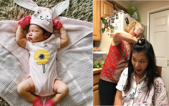 Hà Anh khoe ảnh con gái siêu dễ thương, Phương Vy được má chồng… bắt hộ bọ chét trên tóc Ảnh 2