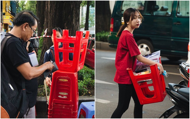 Chuyện lạ trước cổng trường thi vào ĐH Kiến trúc TP HCM: Sinh viên phải thuê ghế để ngồi thi, 40k/cặp, đặt cọc 60k Ảnh 2