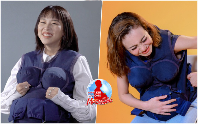 Phí Phương Anh - MLee: người nhăn nhó, kẻ toát mồ hôi khi lần đầu 'mang thai' Ảnh 2