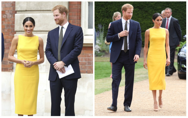 Chỉ một chiếc váy vàng cực kỳ đơn giản nhưng Công nương Meghan Markle được cả thế giới ca tụng Ảnh 2