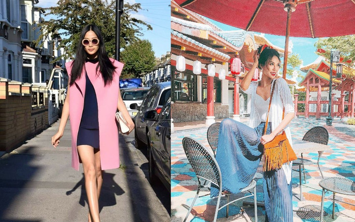 'Mợ Tư Rình' Lan Khuê xuống phố cùng set đồ màu sắc, Hoàng Thùy diện váy đỏ chói catwalk giữa trời đổ lửa Ảnh 2