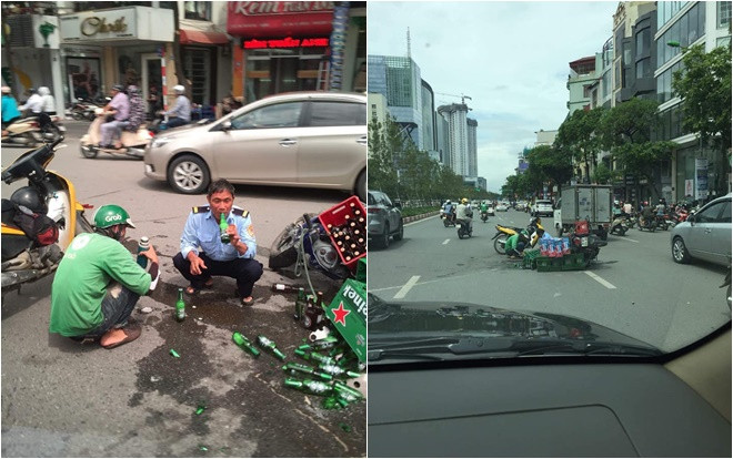 Dân mạng thả tim ồ ạt cho bức ảnh hai người uống bia cùng nhau sau va quệt giao thông, xung quanh lổn ngổn vỏ chai vơ Ảnh 2