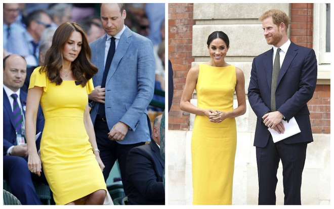 Học theo Meghan Markle, công nương Kate diện đầm vàng rực rỡ chiếm hết spotlight Ảnh 2