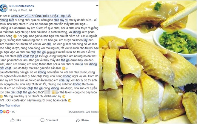 Kể chuyện bị người yêu 'đá thẳng cánh' vì không biết chặt thịt gà, nữ sinh được '500 anh em' vote chia tay Ảnh 2