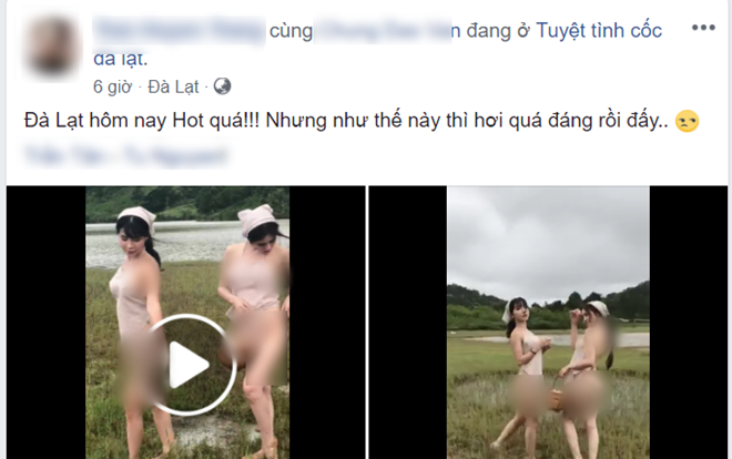 Hai chân dài mặc phản cảm cùng cả series clip 'khoe thân' ở Tuyệt Tình Cốc Đà Lạt bị dân mạng ném đá tơi tả Ảnh 2