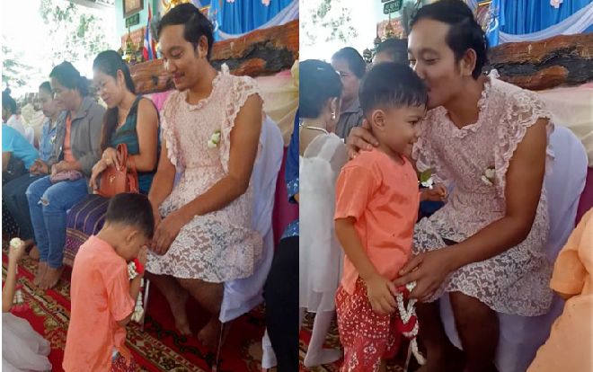 Sự thật sau bức hình người đàn ông mặc váy điệu đà tại trường của con trai Ảnh 2