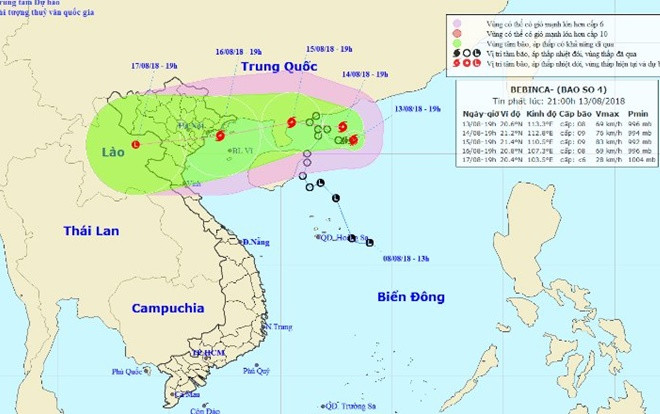 Tâm bão số 4 nằm trên vùng biển Quảng Ninh-Nam Định: Biển Đông có mưa giông mạnh Ảnh 2