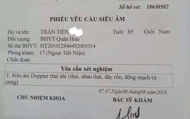 Cụ ông 85 tuổi được chỉ định 'siêu âm thai nhi', đại diện Bệnh viện nói gì? Ảnh 2