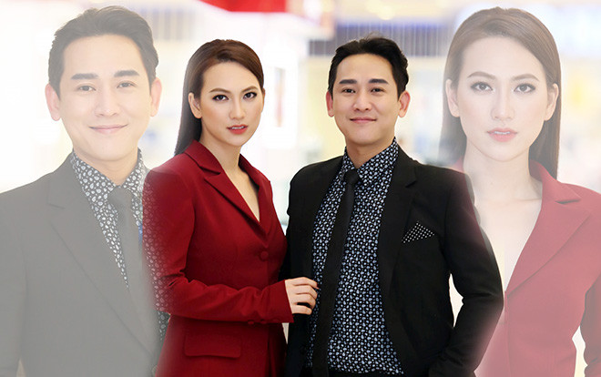 Cặp đôi Hứa Vĩ Văn và Phương Anh Đào diện vest đỏ đen trong họp báo 'Chàng vợ của em': Ai 'soái ca' hơn? Ảnh 2