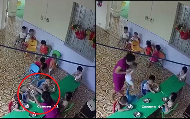 Phẫn nộ giáo viên mầm non vừa đánh vừa nhồi nhét thức ăn vào miệng bé trai hơn 2 tuổi Ảnh 2