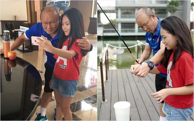 Những khoảnh khắc siêu 'cute' cùng fan nhí của 'thuyền trưởng' Park Hang Seo đội tuyển U23 Việt Nam Ảnh 2