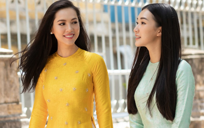 Á hậu Hoàng My - Hoa khôi Ngọc Trân khoe sắc với tà áo dài thướt tha Ảnh 2