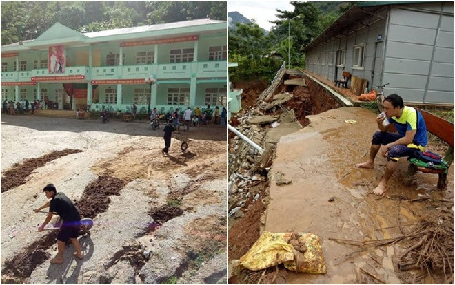 Những hình ảnh thương trào nước mắt ở vũng rốn lũ: Trường học ngập bùn đất, không kịp khai giảng ngày 5/9 Ảnh 2