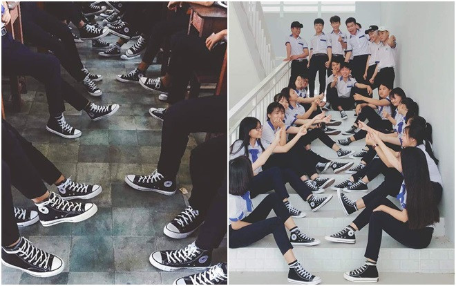 Khoe áo lớp xưa rồi, bây giờ trường người ta đã nâng tầm giày hiệu thế này cơ! Ảnh 2