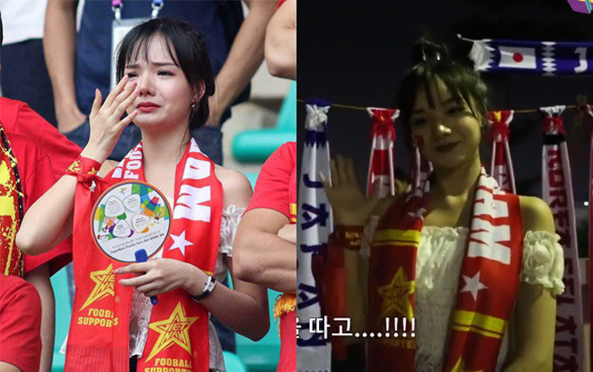 Nữ CĐV Việt xinh đẹp xuất hiện trên sóng truyền hình SBS lần 2 khiến khán giả Hàn Quốc bất ngờ Ảnh 2