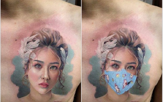 Hậu chia tay, anh chàng để hình xăm bạn gái mặn nồng một thời… 'đeo khẩu trang' Ảnh 2