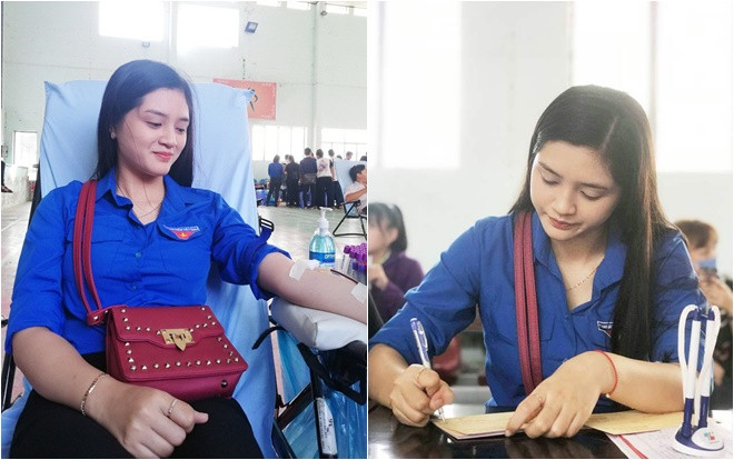 Tham gia hiến máu tình nguyện ở Bạc Liêu, nữ sinh gây sốt vì gương mặt xinh như thiên thần Ảnh 2