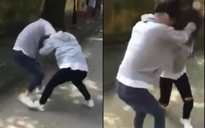 Xôn xao clip 2 nữ sinh lao vào đánh nhau vì cùng thích một nam sinh, bạn bè đứng ngoài cổ vũ nhiệt tình Ảnh 2