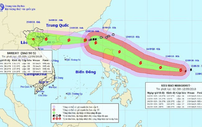 Bão số 5 có khả năng mạnh thêm, siêu bão Mangkhut gây mưa lớn cho miền Bắc vài ngày tới Ảnh 2