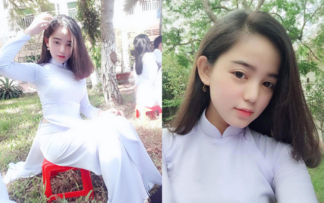 Nữ sinh cuối cấp diện áo dài đồng phục gây 'sóng gió' trên mạng nhờ gương mặt đáng yêu như em bé Ảnh 2