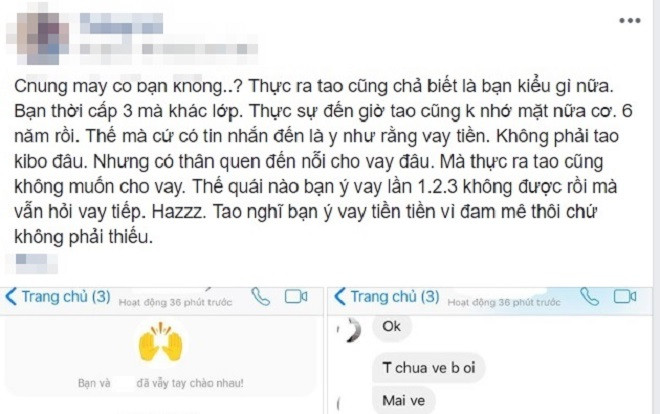 Bạn học khác lớp hồi cấp 3, sau 6 năm quên cả mặt vẫn nhắn tin hỏi vay tiền 'đều như chanh vắt' Ảnh 2