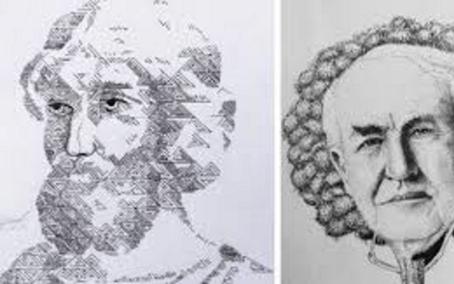 Góc khó tin: Loạt tranh siêu chất về các nhà bác học được 1 nam sinh Hải Dương vẽ bằng… công thức Hóa học và Vật Lý! Ảnh 2