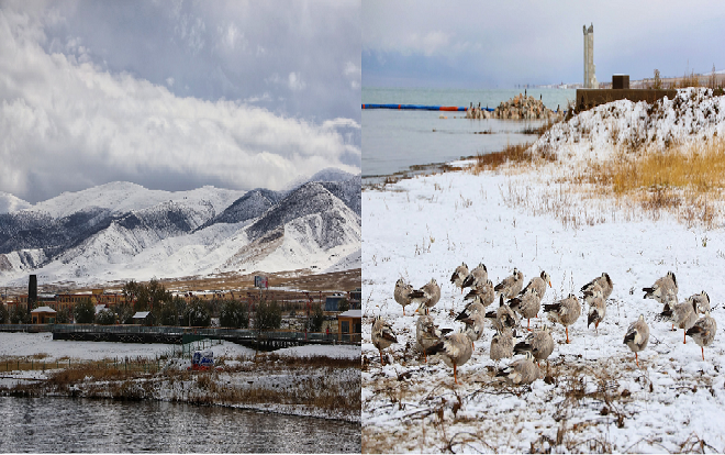 Vẻ mê đắm của hồ nước mặn lớn thứ 2 thế giới giữa làn tuyết phủ trắng Ảnh 2
