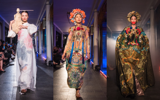 Trang Phạm phải nín thở vì bị bịt miệng , Hồng Quế đi chân đất bê tượng phật lên sàn catwalk Ảnh 2