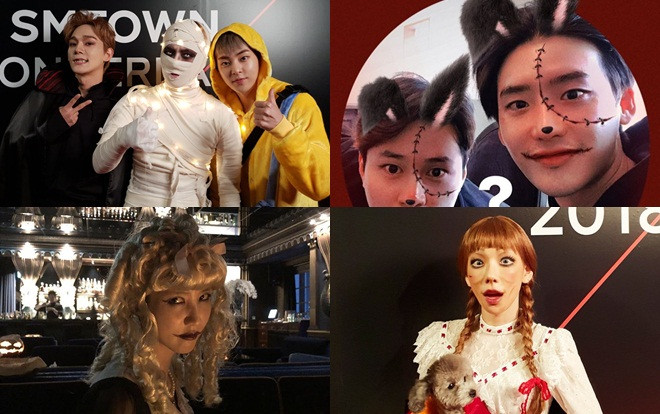Lee Jong Suk, Vương Tuấn Khải cùng EXO, SNSD và Super Junior hóa trang thú vị trong Halloween 2018 Ảnh 2