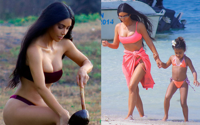 Kim Kardashian bị 'ném đá' vì mặc đồ bơi 'bức tử' vòng 1 khi đi cùng con nhỏ Ảnh 2