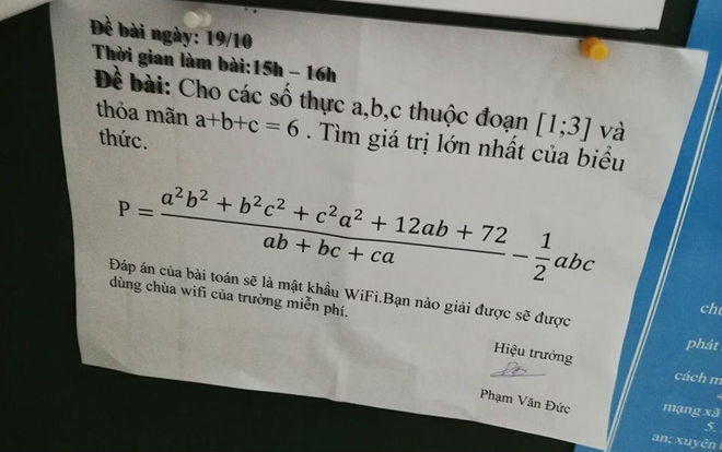 Thầy hiệu trưởng đích thân ra đề toán giải tìm mật khẩu wifi của trường, học trò rào rào hưởng ứng Ảnh 2