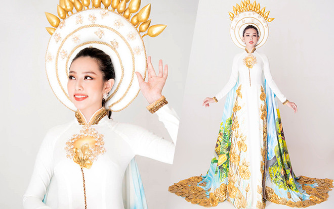 Thùy Tiên công bố Quốc phục tại Hoa hậu Quốc tế 2018: Vẫn là áo dài nền nã! Ảnh 2